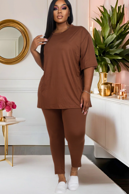 Plus Pretty Laid Back Leggings Set—(Multiple Colors)